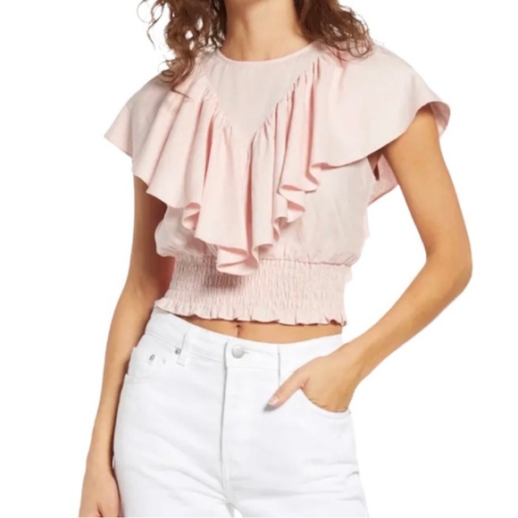 Open Edit Ruffle Smocked Crop Top - Picture 3 of 5